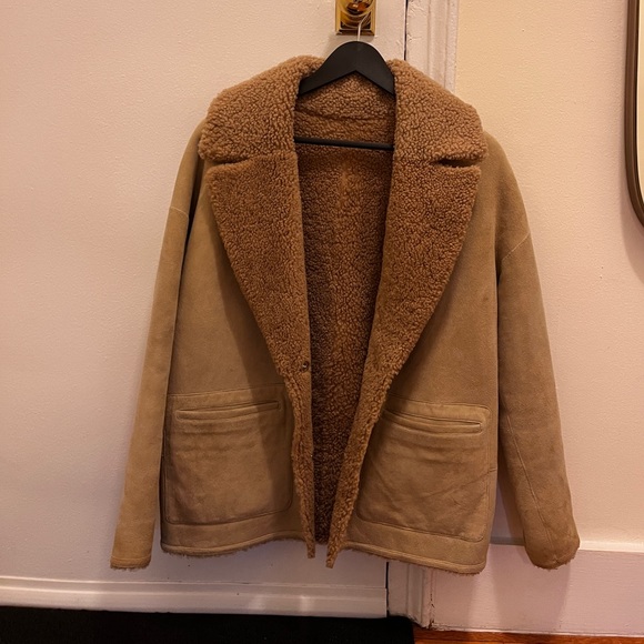 BA&SH reversible suede/teddy/shearling jacket - Picture 3 of 6
